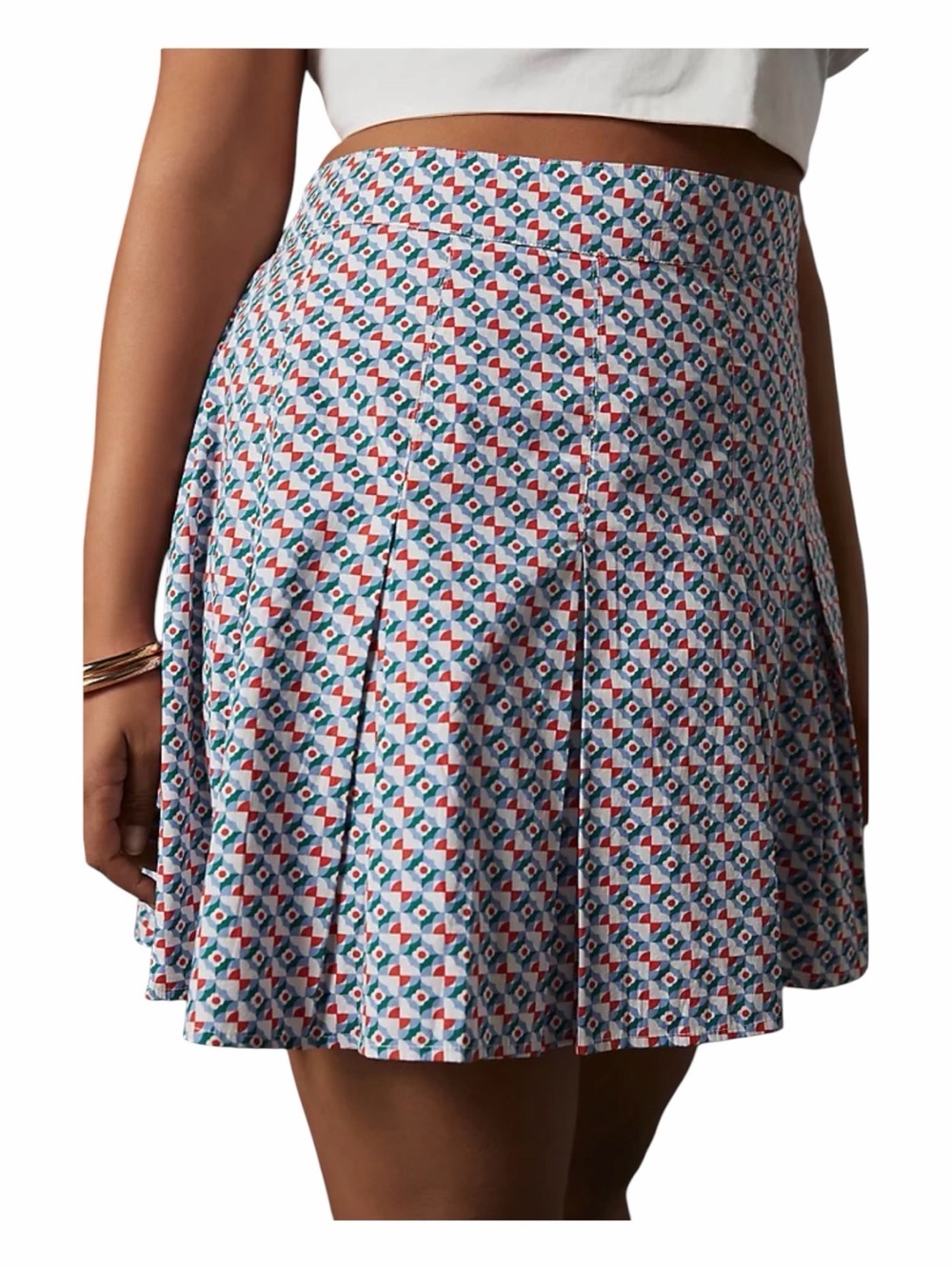 Anthropologie Maeve Geometric Pleated Mini Skirt